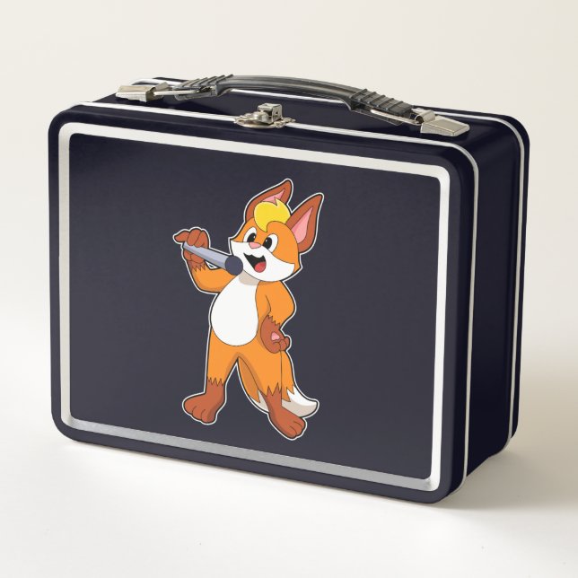 Lunch Box Fox as Singer with Microphone (Devant)