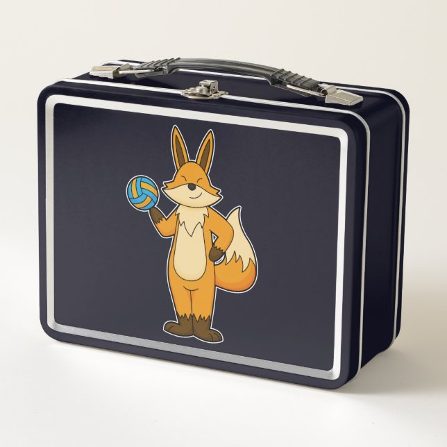 Lunch Box Fox comme joueur de volleyball avec volleyball (Devant)