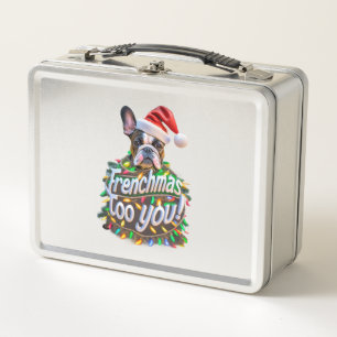 Lunch Box Frenchmas to you Bulldog Chien de Noël Lumière