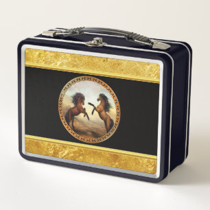 Lunch Box Friesian Draft Hors avec feuille d'or design