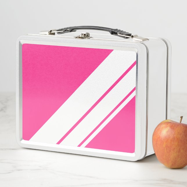 Lunch Box FunAthletic Bright Rose Large White Stripes de cou (En situation)