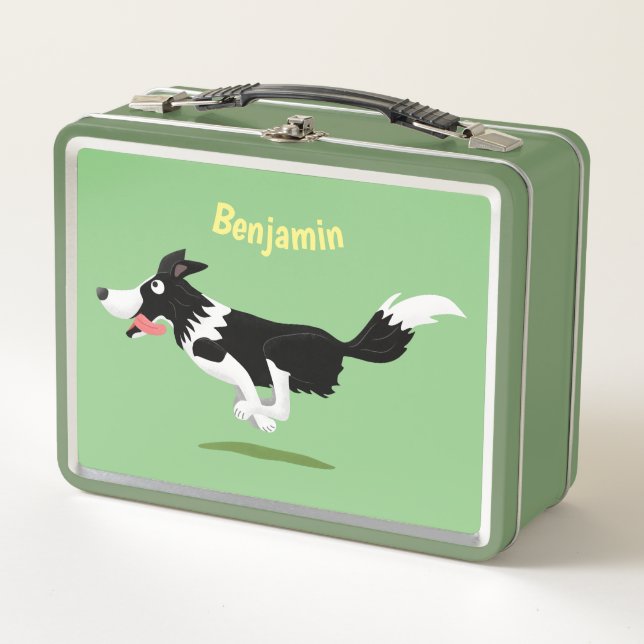 Lunch Box Funny Border Collie chien en course dessin animé (Devant)