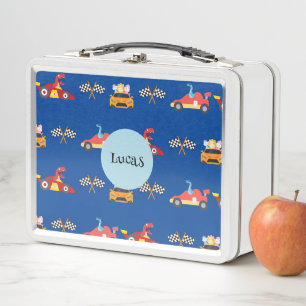 Lunch Box Funny Dinosaur voiture de course garçon anniversai
