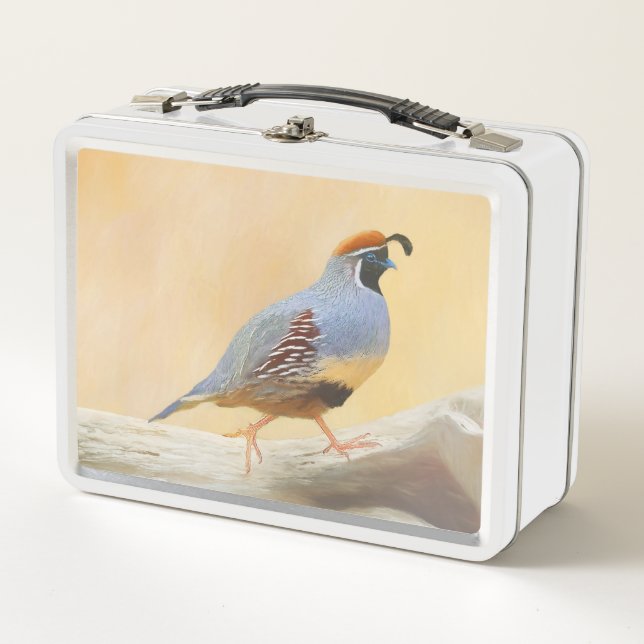 Lunch Box Gambrel's Quail Painting Original Bird Art (Devant)