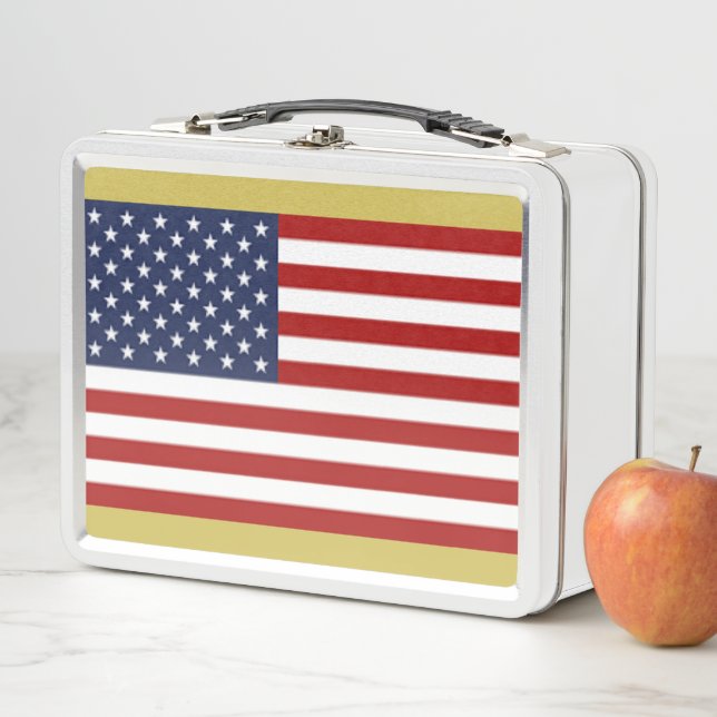 Lunch Box Gamelle en métal de DRAPEAU des Etats-Unis (En situation)