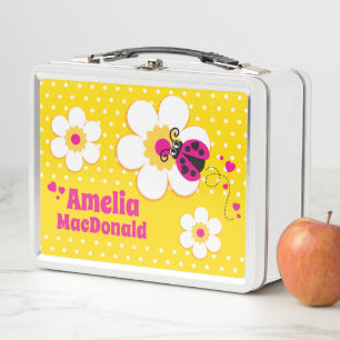 Lunch Box Gamelle nommée de filles de jaune de rose de