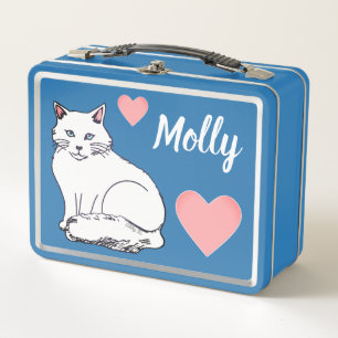 Lunch Box Gamelle personnalisée par coeurs blancs en métal
