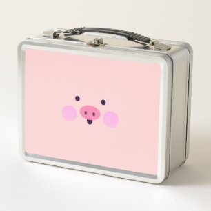 Lunch Box Gamelle porcine rose en métal