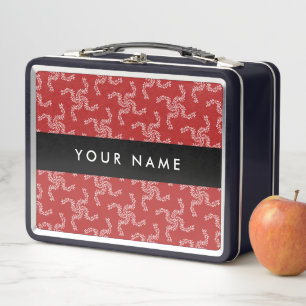 Lunch Box Garland de Noël, Rouge, Votre nom, Personnaliser