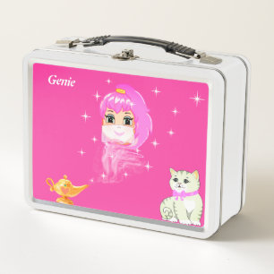 Lunch Box Génie mignon, lampe magique, chat et étoiles sur f