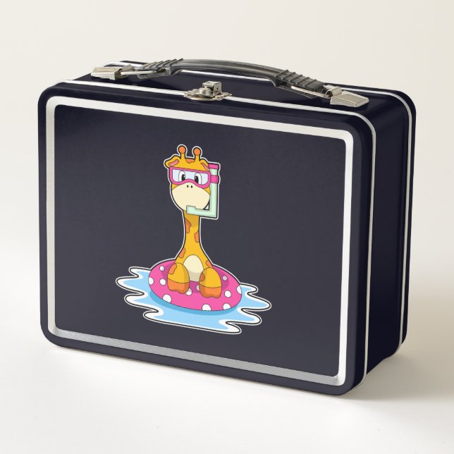 Lunch Box Girafe à la natation avec tuba (Devant)