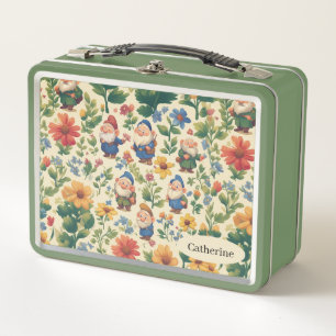 Lunch Box Gnome a flower motif design