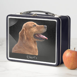Lunch Box Golden Retriever Monogrammed Metal Boîte à lunch