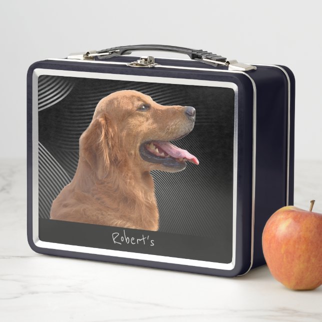 Lunch Box Golden Retriever Monogrammed Metal Boîte à lunch (En situation)
