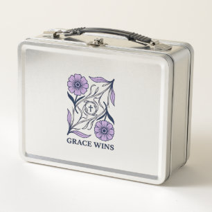 Lunch Box Grace Wins Floral Christian Vintage Engraving Tee_