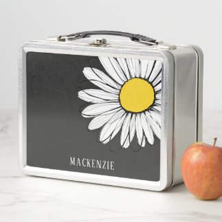 Lunch Box Grande Fleur de Marguerite Nom Personnalisé