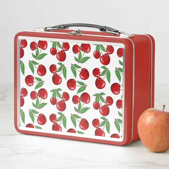 Lunch Box Graphique de cerises rouges sur tout le Motif (En situation)