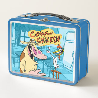 Lunch Box Graphique souriant de vache et de poulet