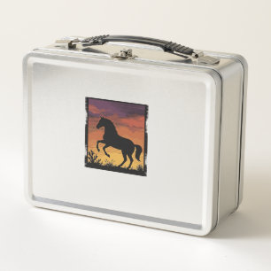 Lunch Box Gravure occidentale silhouette de cheval au couche