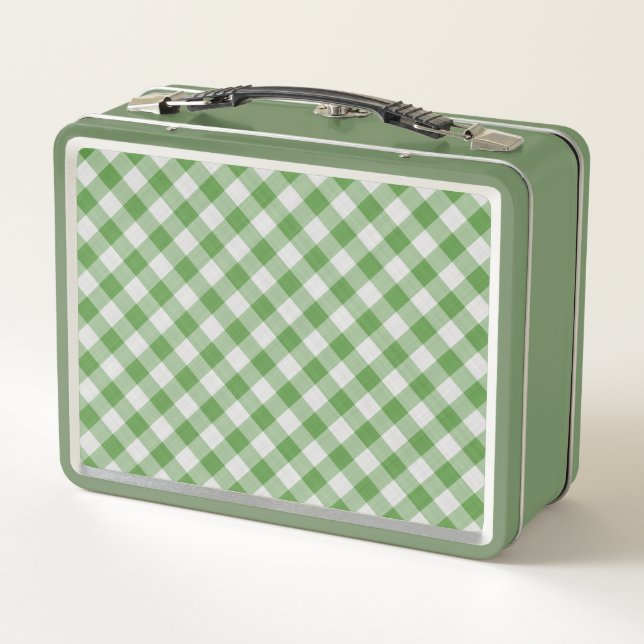 Lunch Box Green White En vichy Plaid À damiers Motif (Dos)
