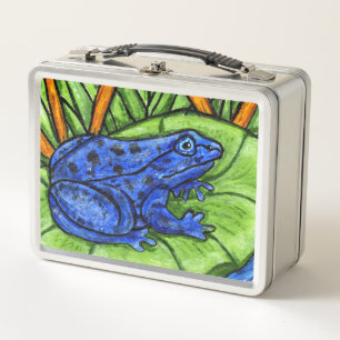 Lunch Box Grenouille bleue tachetée sur Lily Pad Plantes de 