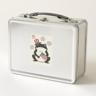 Lunch Box Grenouille patriotique gravure vintage art vectori