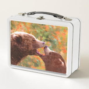 Lunch Box Grizzly Bear Mom and Cub Painting - Wildlife Art