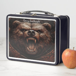 Lunch Box Grizzly de fer : puissance sculptée en cuir