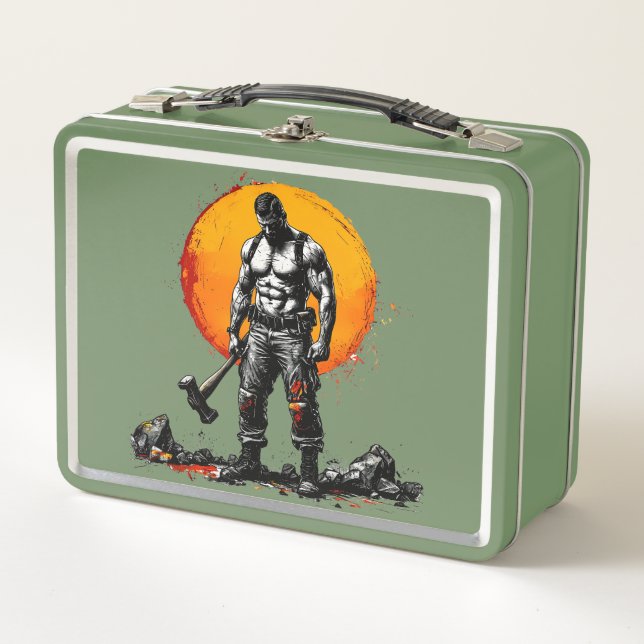 Lunch Box guerrier barbare médiéval imaginaire métallique Lu (Devant)