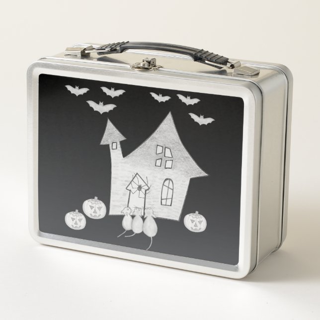 Lunch Box Halloween la nuit avec Haunted House, chauves-sour (Devant)