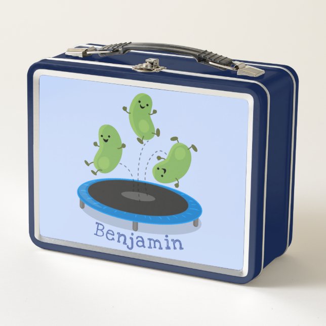 Lunch Box Haricots verts mignons sur dessin animé trampoline (Devant)