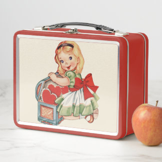 Lunch Box Heart Girl Enfant Retro Enfants mignons