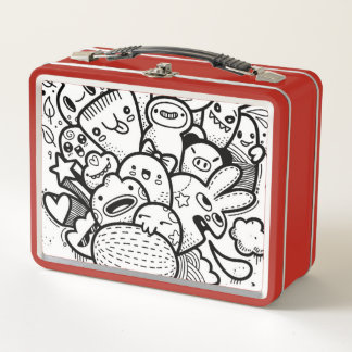 Lunch Box HEUREUX MONSTER ROUGE NOM PERSONNALISÉ Boîte à lun