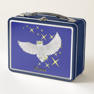 Lunch Box Hibou étoile personnalisé Fond bleu