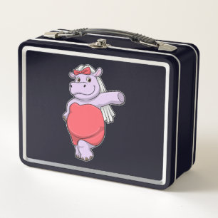 Lunch Box Hippopotame en mariée avec voile et nœud
