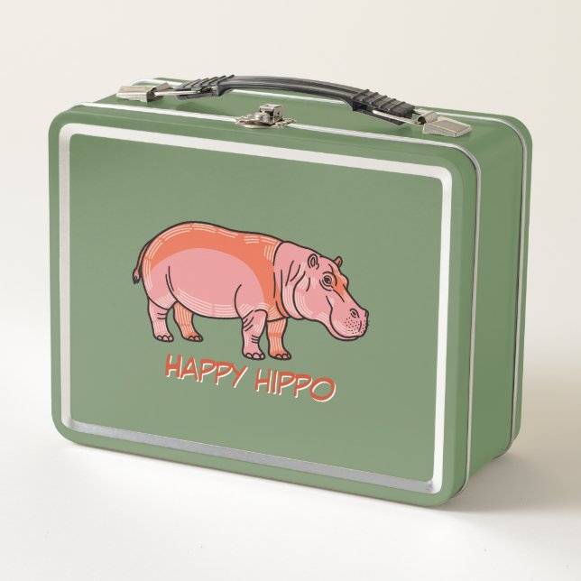 Lunch Box Hippopotame Rose (Devant)