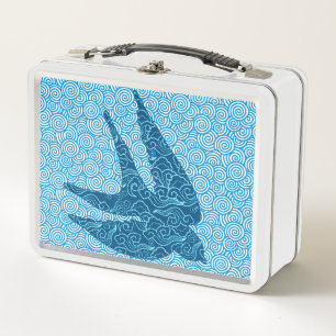 Lunch Box Hirondelle japonaise en vol, Cobalt et bleu pâle
