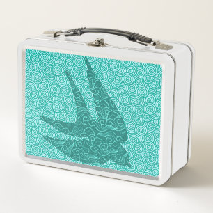 Lunch Box Hirondelle japonaise en vol, turquoise et aqua