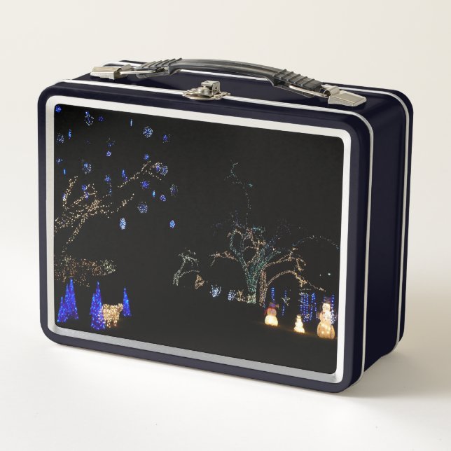 Lunch Box Hiver Wonderland Lumières Bleu et blanc Vacances (Devant)