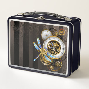 Lunch Box Horloge à vapeur avec libellule mécanique