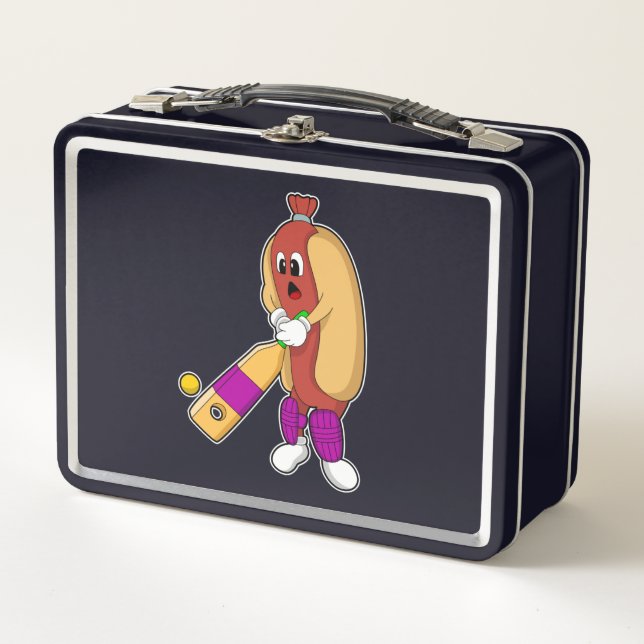 Lunch Box Hotdog au cricket avec batte de cricket (Devant)