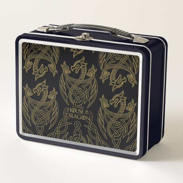 Lunch Box HOUSE of the Dragon | Gold Filigree Dragon Pattern (Devant)