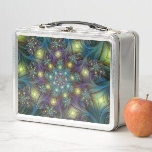 Lunch Box Illuminé Abstrait brillant Turquoise violet Fracta