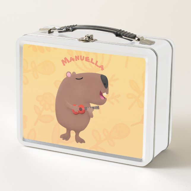 Lunch Box Illustration de dessin animé de capybara ukulele (Devant)