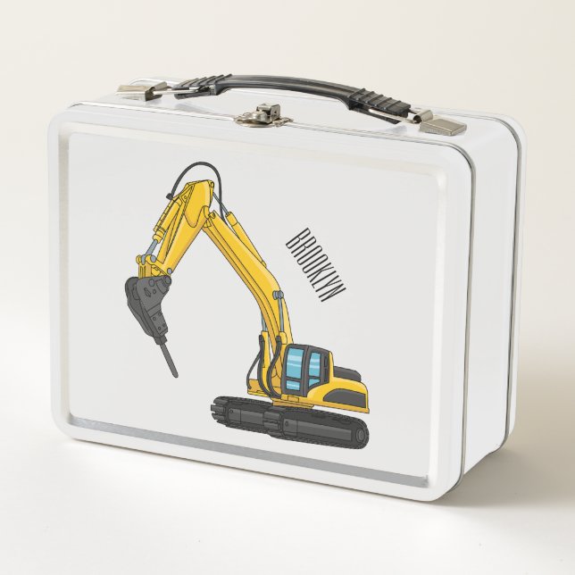 Lunch Box Illustration de dessin animé d'excavatrice briseus (Devant)