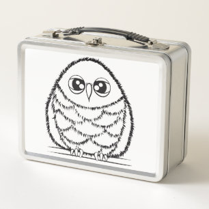 Lunch Box Illustration de hibou noir et blanc