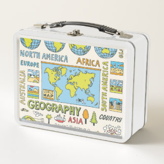 Lunch Box Illustration de la géographie Vintage dessinée à l