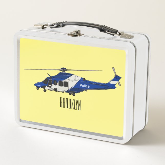 Lunch Box Illustration de l'hélicoptère de police (Devant)