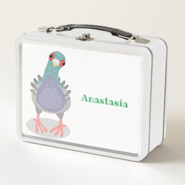 Lunch Box Illustration drôle de pigeon curieux (Devant)
