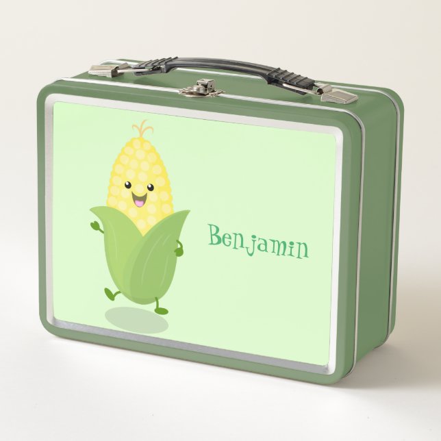 Lunch Box Illustration d'une caricature de maïs joyeux (Devant)